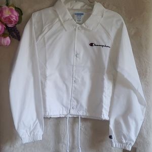 Champion Medium White Cropped Windbreaker
